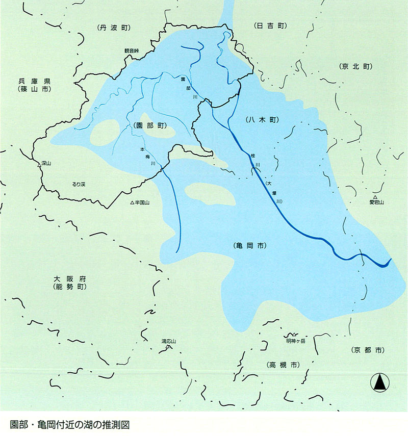 園部・亀岡付近の湖の推測図